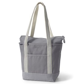 Lands' End Zip Top Canvas Long Handle Medium Tote Bag