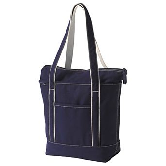 Lands' End Zip Top Canvas Long Handle Medium Tote Bag