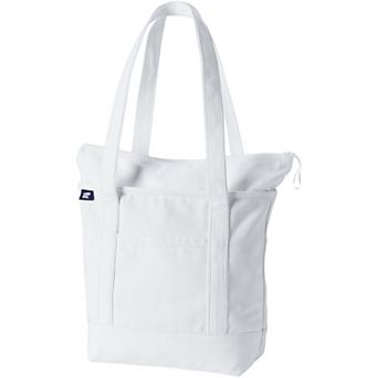 Lands' End Zip Top Canvas Long Handle Medium Tote Bag