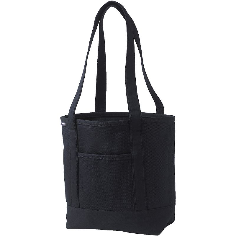 Lands' End Open Top Canvas Long Handle Medium Tote Bag, Black