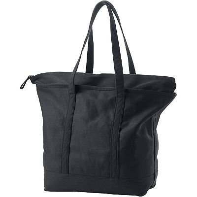 Lands' End Zip Top Canvas Long Handle Extra Large Tote Bag