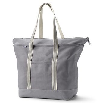 Lands' End Zip Top Canvas Long Handle Extra Large Tote Bag