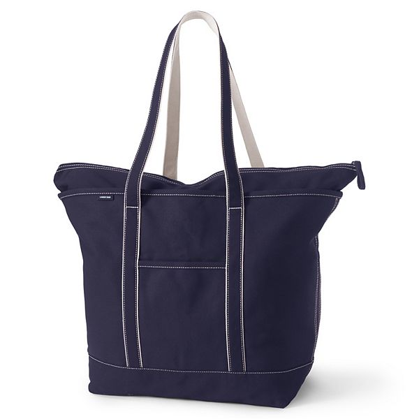 Lands' End Zip Top Canvas Tote Bag