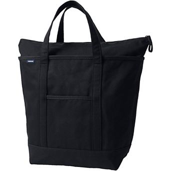 Lands' End Zip Top Canvas Large Tote Bag