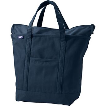 Lands' End Zip Top Canvas Large Tote Bag