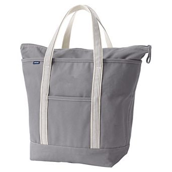 Lands' End Zip Top Canvas Large Tote Bag