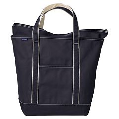 Lands' End Small Natural Open Top Long Handle Canvas Tote Bag - -  Natural/True Navy