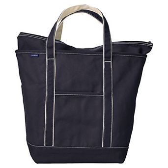 Lands' End Zip Top Canvas Large Tote Bag