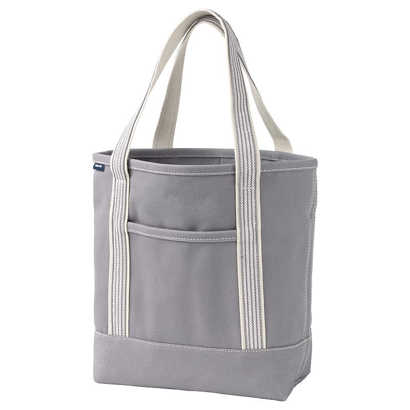 Lands End Open Top Canvas Tote Bag, Size: Medium, Grey