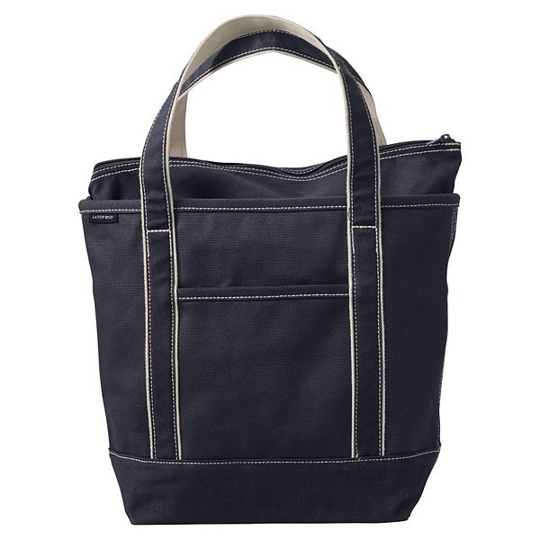 Lands' End Large Zip Top Canvas Tote Bag