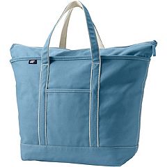 Lands' End Medium Natural Open Top Canvas Tote Bag Natural/Beacon