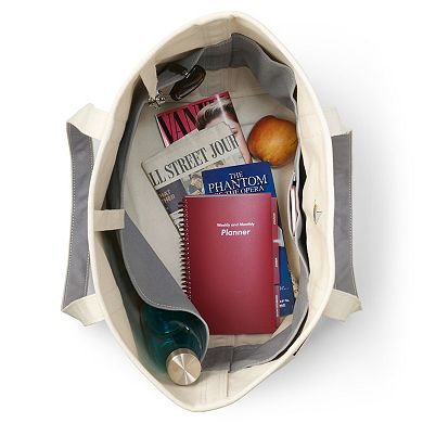 Lands' End Natural Open Top Canvas Tote Bag