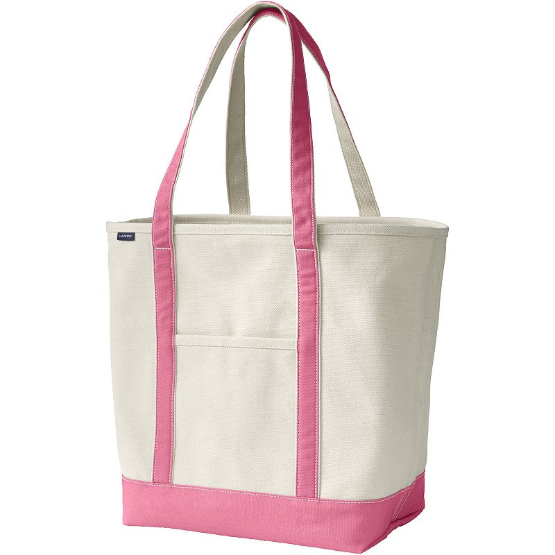 Lands' End 22-in. Natural Open Top Long Handle Canvas Tote Bag, Size: Large, Fresh Pink