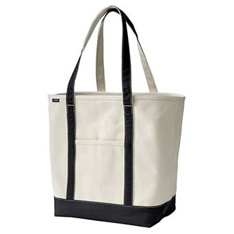 Lands' End 22 in Natural Open Top Long Handle Canvas Tote Bag
