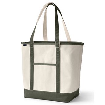 Lands' End 22 in Natural Open Top Long Handle Canvas Tote Bag
