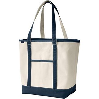Lands' End 22 in Natural Open Top Long Handle Canvas Tote Bag