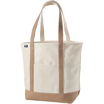 Lands' End 22 in Natural Open Top Long Handle Canvas Tote Bag