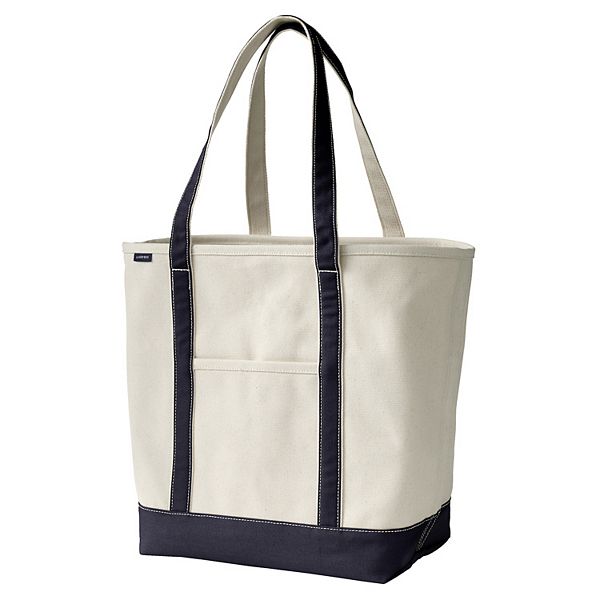 Lands End Natural Open Top Canvas Tote Bag Size: Large White