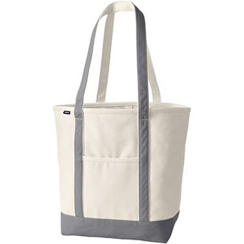 Lands' End 22 in Natural Open Top Long Handle Canvas Tote Bag