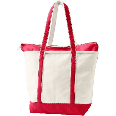 Lands' End Natural Zip Top Canvas Tote Bag