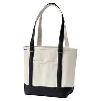 Lands' End 17 in Natural Open Top Long Handle Canvas Tote Bag