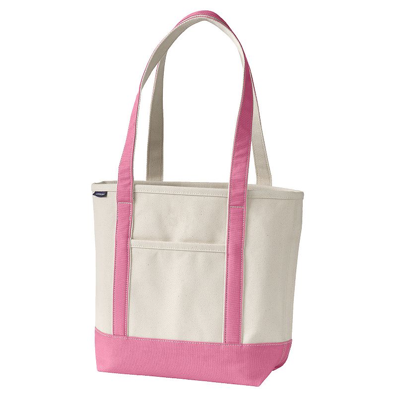 Lands' End 17-in. Natural Open Top Long Handle Canvas Tote Bag, Size: Medium, Natural Fresh Pink