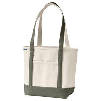 Lands' End 17 in Natural Open Top Long Handle Canvas Tote Bag