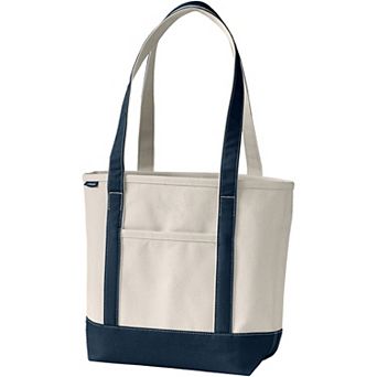 Lands' End 17 in Natural Open Top Long Handle Canvas Tote Bag