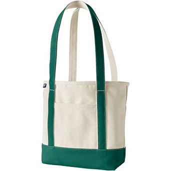Lands' End 17 in Natural Open Top Long Handle Canvas Tote Bag
