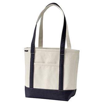 Lands' End 17 in Natural Open Top Long Handle Canvas Tote Bag