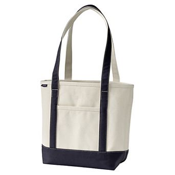 Lands' End 17 in Natural Open Top Long Handle Canvas Tote Bag