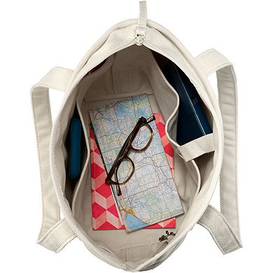 Lands' End Natural Zip Top Canvas Tote Bag