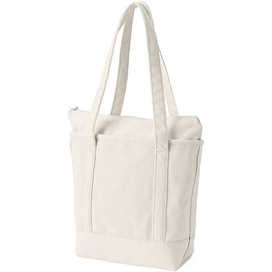 Lands' End Natural Zip Top Canvas Tote Bag