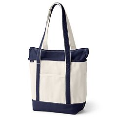 Land's End Tote Bag Heavy Canvas Getaway Tour Off-White &