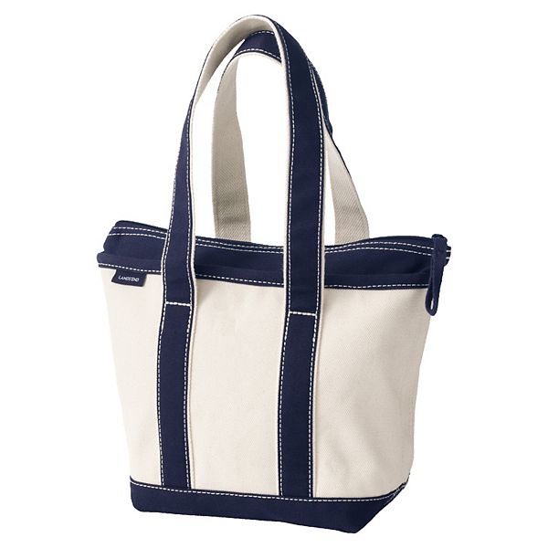 Lands' End Natural Zip Top Canvas Tote Bag