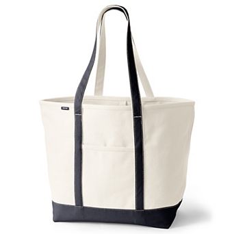 Lands' End 26 in Natural Open Top Long Handle Canvas Tote Bag