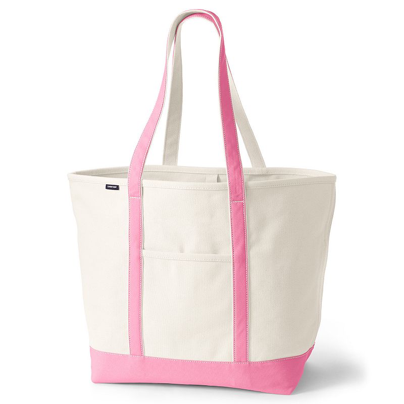 Lands' End 26-in. Natural Open Top Long Handle Canvas Tote Bag, Size: XL, Natural Fresh Pink