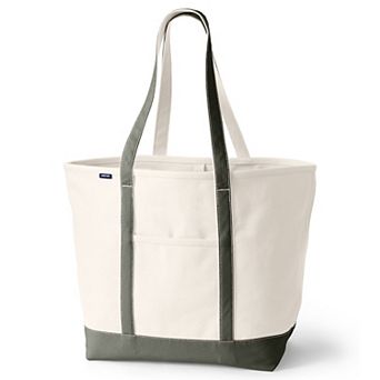 Lands' End 26 in Natural Open Top Long Handle Canvas Tote Bag