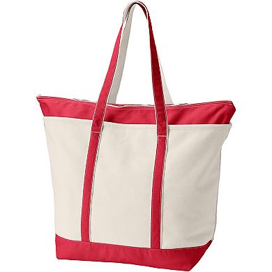 Lands' End Natural Zip Top Canvas Tote Bag