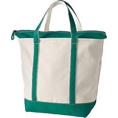 Lands' End Natural Zip Top Canvas Tote Bag