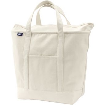 Lands' End Natural Zip Top Large Canvas Tote Bag