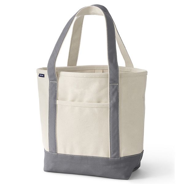 Lands' End Natural Open Top Canvas Tote Bag