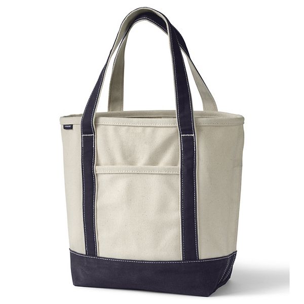 Lands' End Natural Open Top Canvas Tote Bag, Size: Large