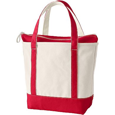 Lands' End Natural Zip Top Canvas Tote Bag