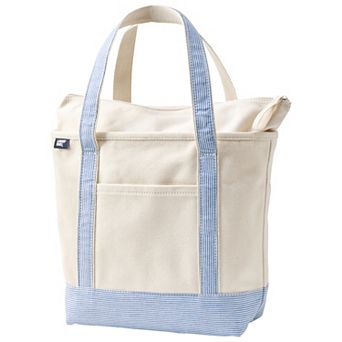 Lands' End Natural Zip Top Medium Canvas Tote Bag