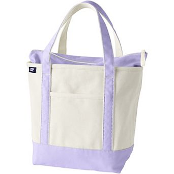 Lands' End Natural Zip Top Medium Canvas Tote Bag