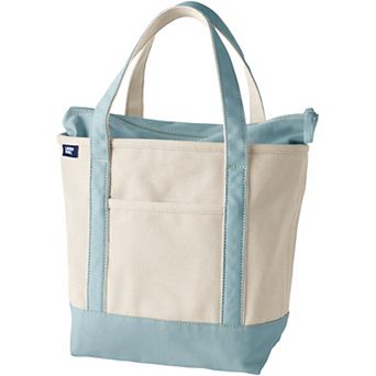 Lands' End Natural Zip Top Medium Canvas Tote Bag