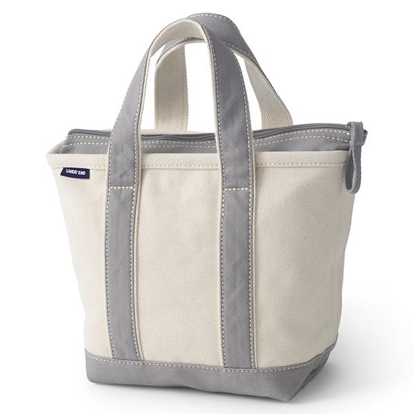 Lands' End Natural Zip Top Canvas Tote Bag