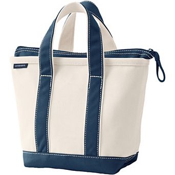 Lands' End Natural Zip Top Canvas Tote Bag