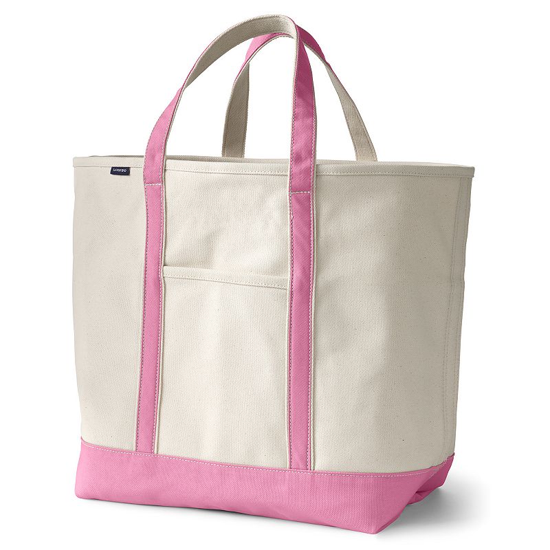 Lands' End 26-in. Natural Open Top Canvas Tote Bag, Size: XL, Natural Fresh Pink